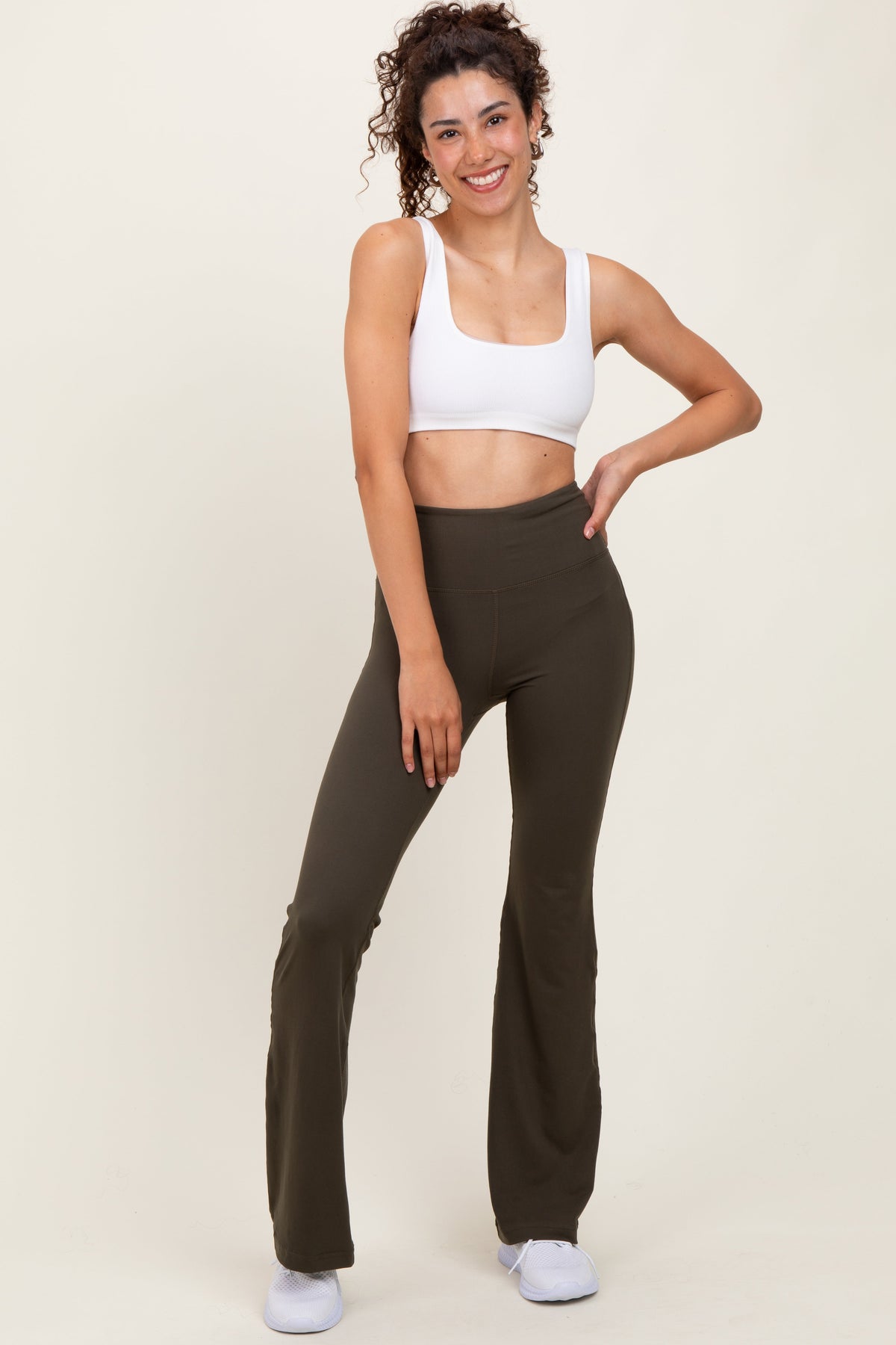 Olive Maternity Flared Leggings