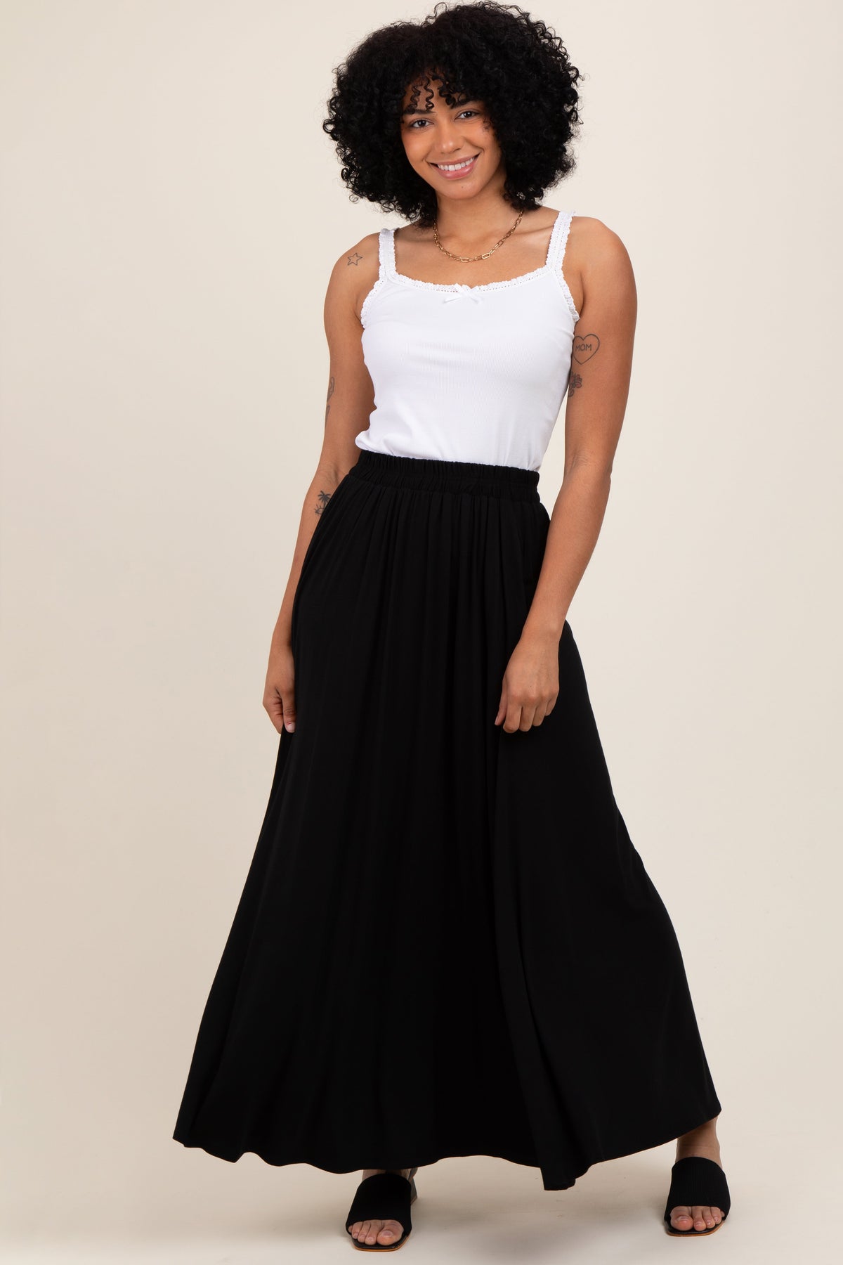 Black Maternity Maxi Skirt