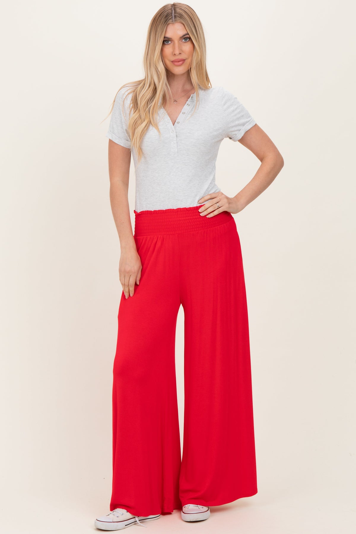 Ruby Smocked Waist Wide Leg Maternity Pants