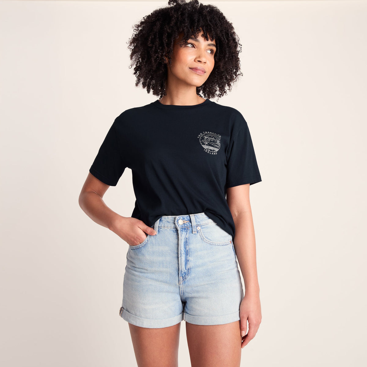 Emerald Isle Womens 100% Cotton Relaxed Fit T-Shirt - Dark Indigo