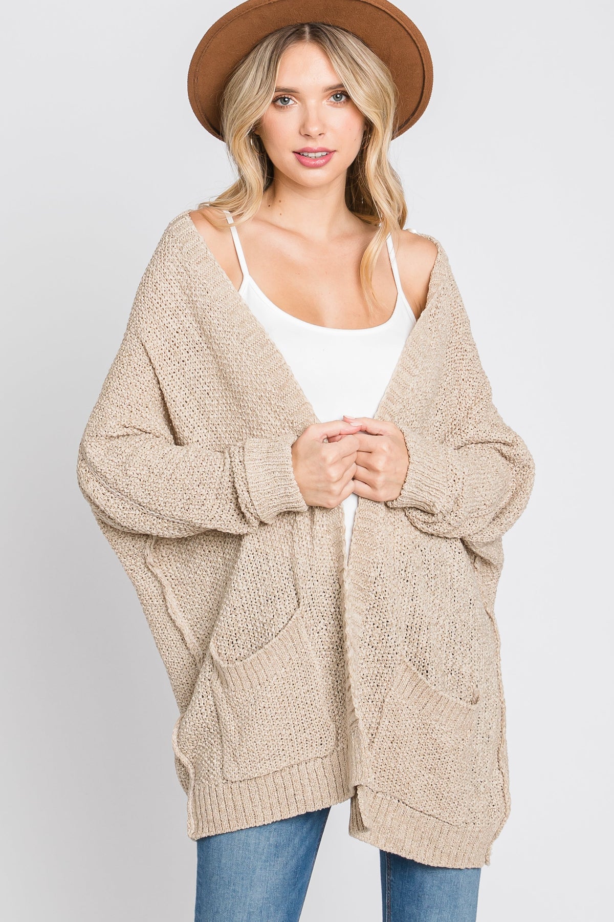 Beige Cuff Sleeve Maternity Cardigan