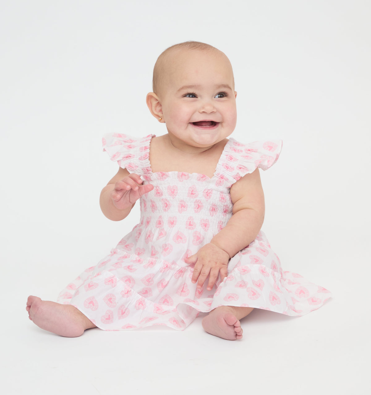 The Tiny Ellie Nap Dress - Pink Doily Heart
