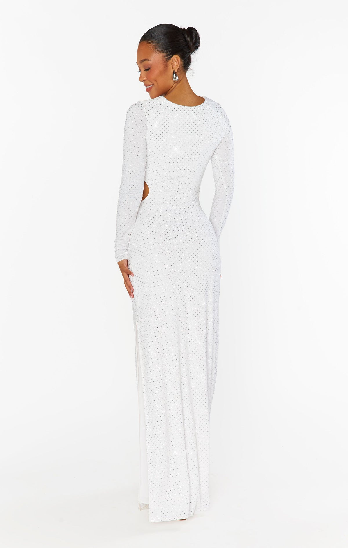 The Sleek Maxi Dress ~ White Rhinestone Spandy
