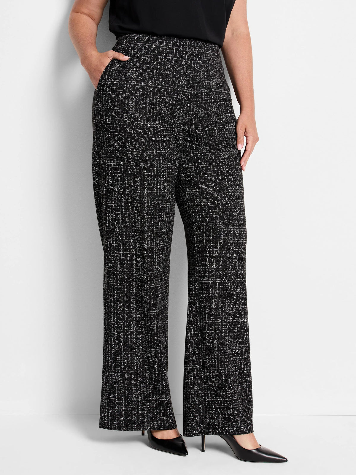 Lenox Wide-Leg Dotty Grid Pant