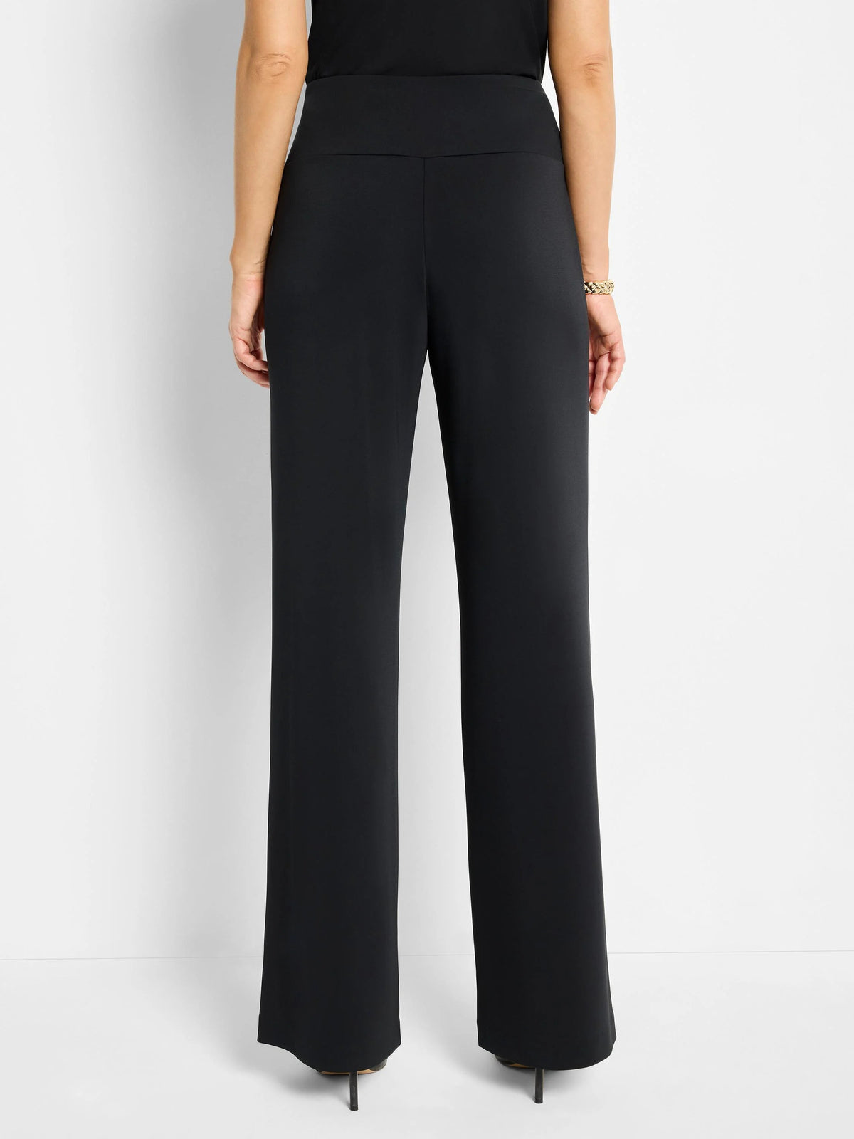Knit Crepe Cummerbund Wide Leg Pant