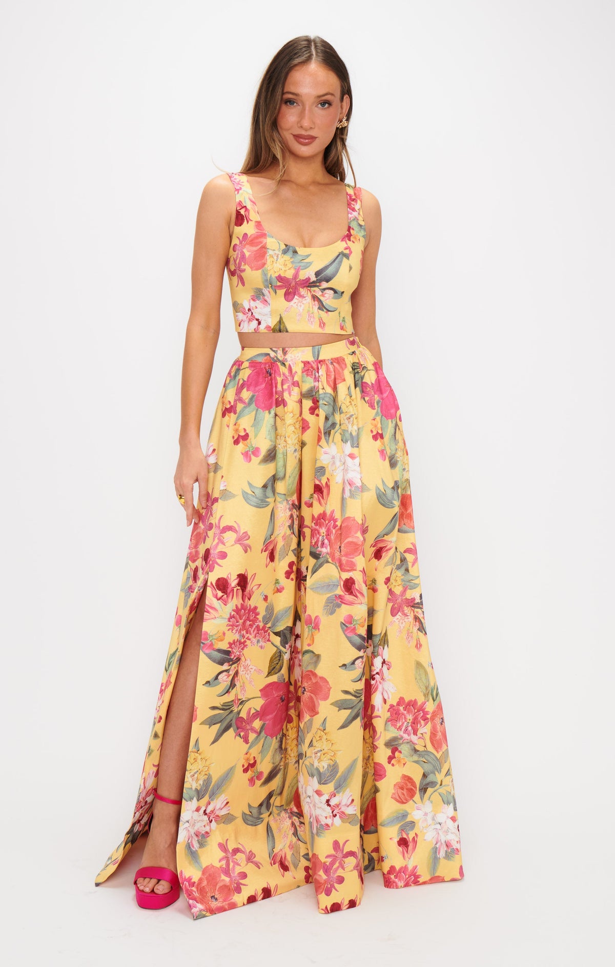 Vivianna Top ~ Mimosa Floral Taffeta
