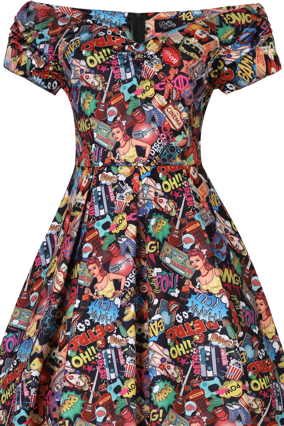Lily Retro Off Shoulder Pop Art Circle Dress