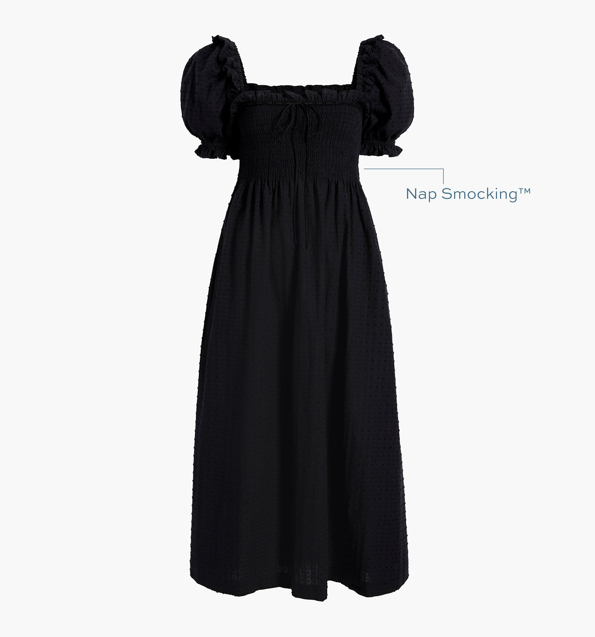 The Scarlett Nap Dress - Black Textured Clip Dot