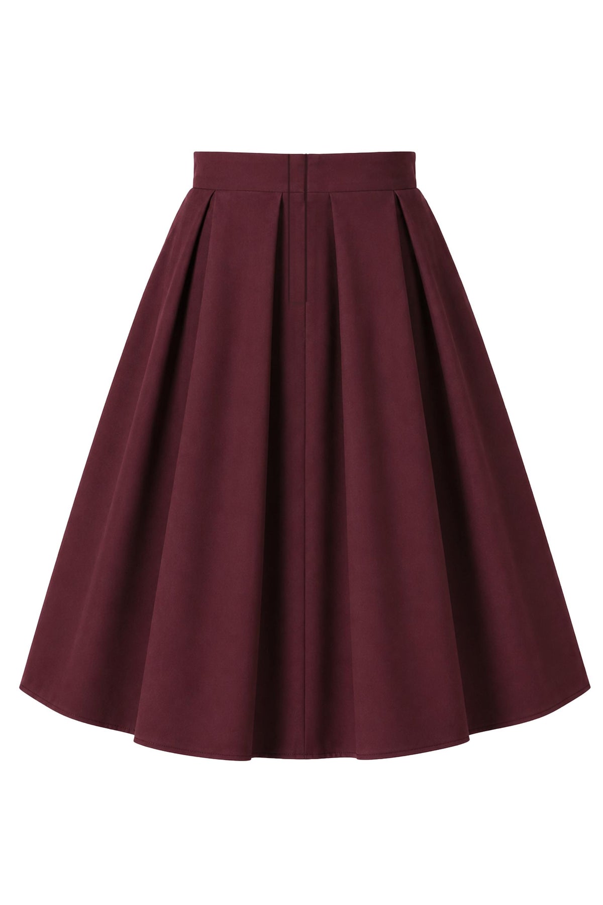 Aisley Wine Red Plain Pleated Skirt