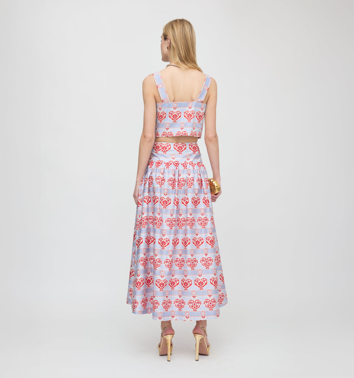 The Clara Crop Top - Poppy Damask Stripe
