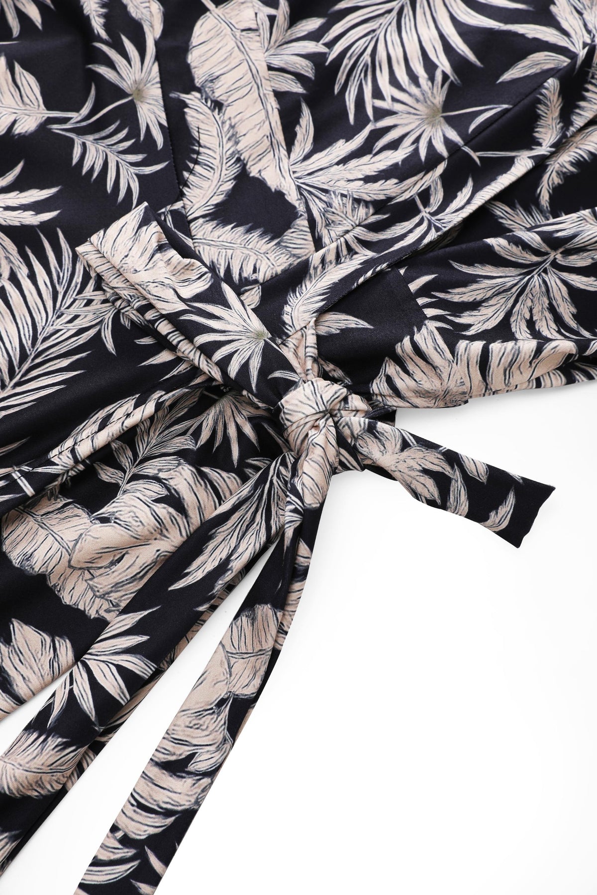 Matilda Palm Tree Wrap Dress in Navy Blue