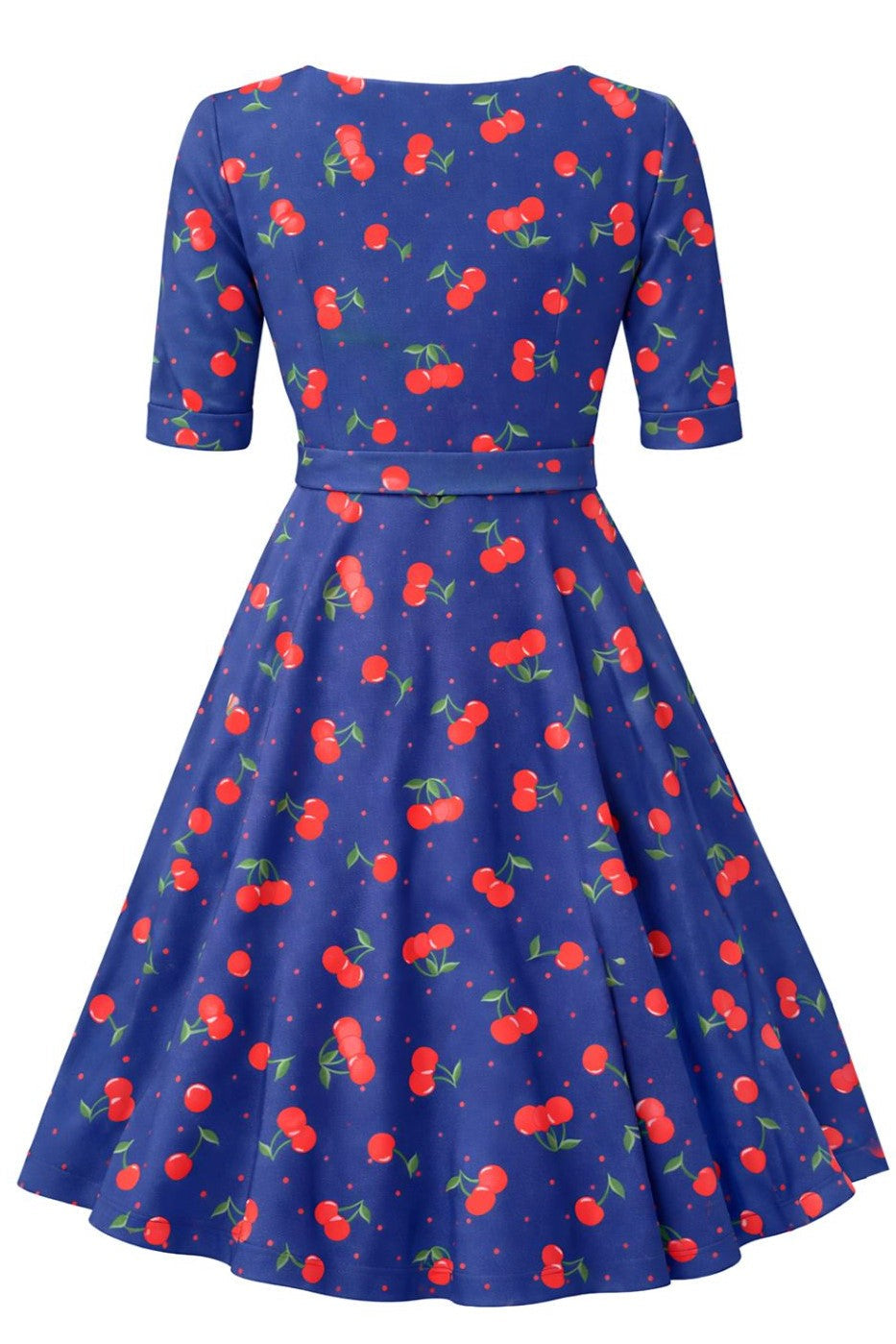 Matilda Navy Blue Cherry Wrap Dress