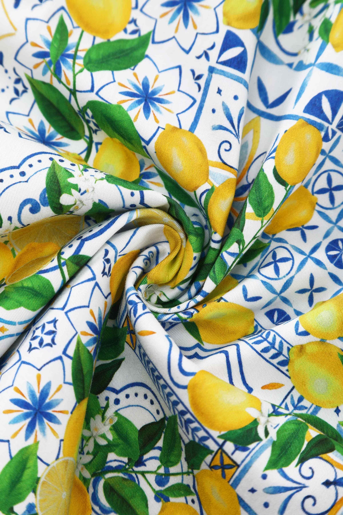 Mabel Mediterranean Lemon Midi Shirt Dress In White