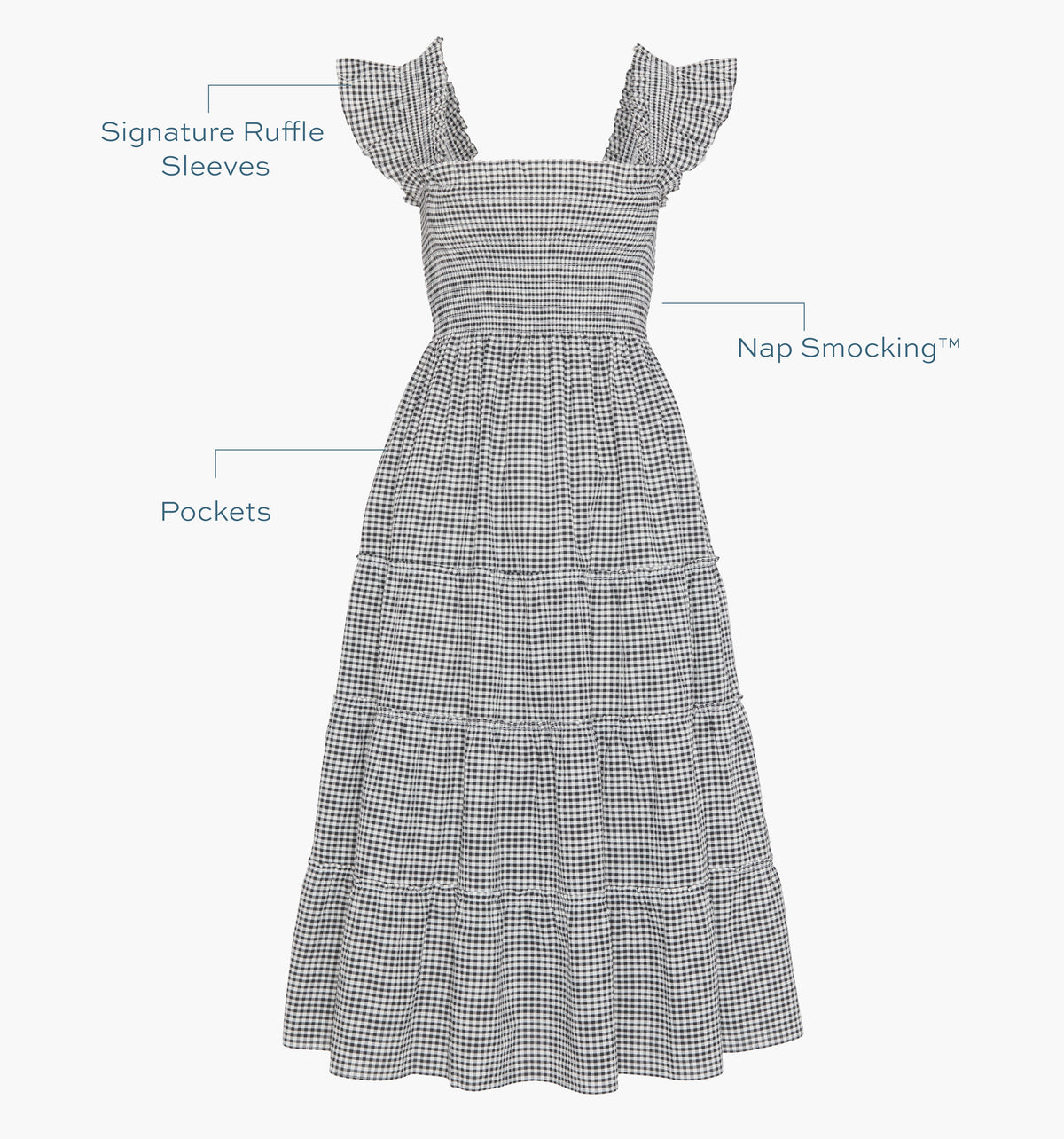 The Ellie Nap Dress - Black/Sand Gingham