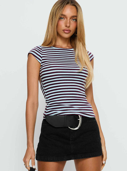 Drives Me Crazy Backless Top Blue Stripe