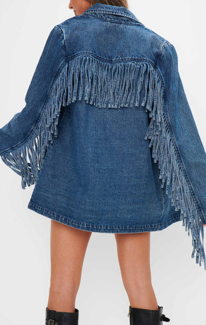 Sierra Fringe Jacket ~ Blue Indigo