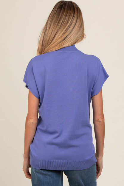 Periwinkle Mock Neck Knit Maternity Top