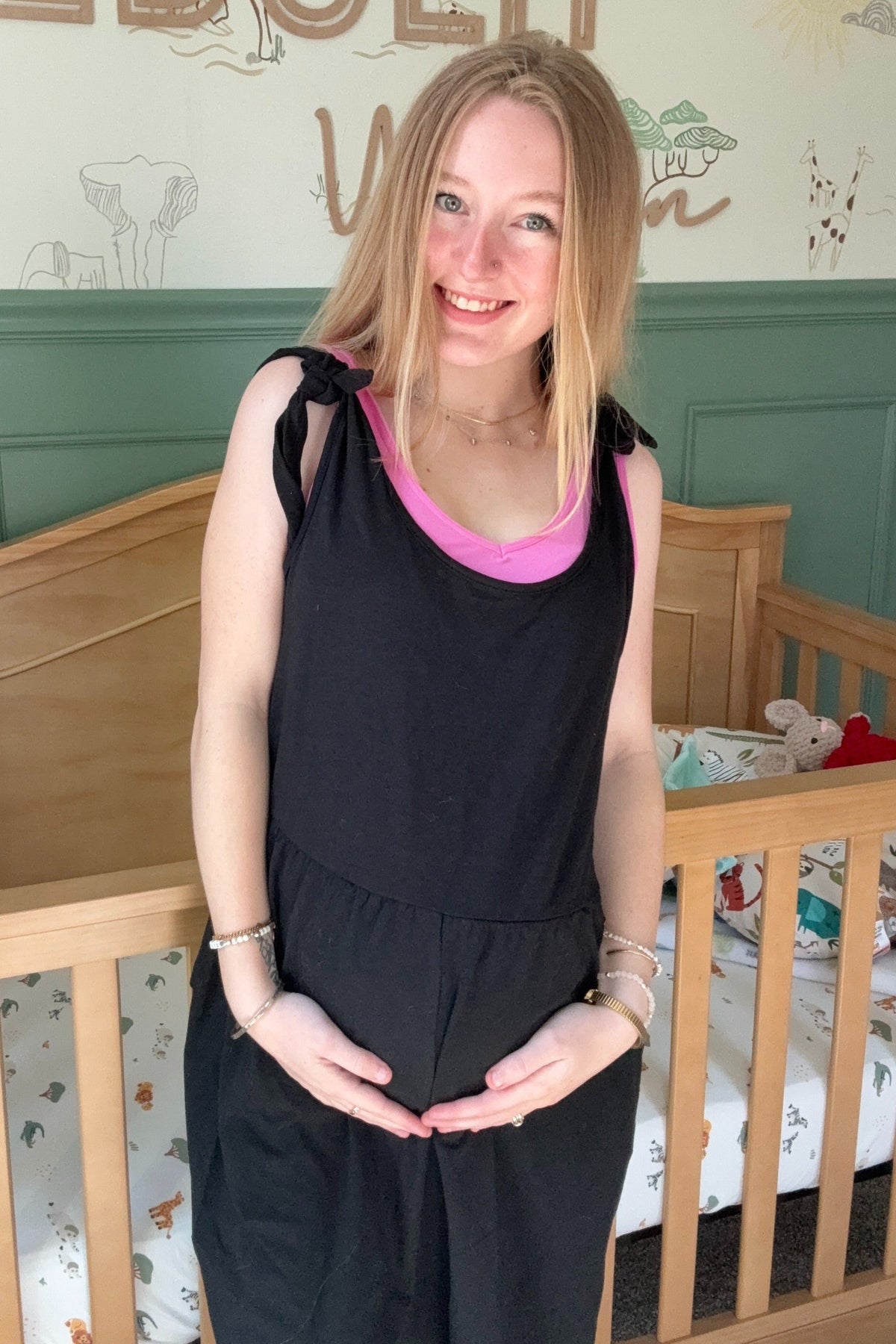 Pink Sleeveless Fitted Maternity Tank Top