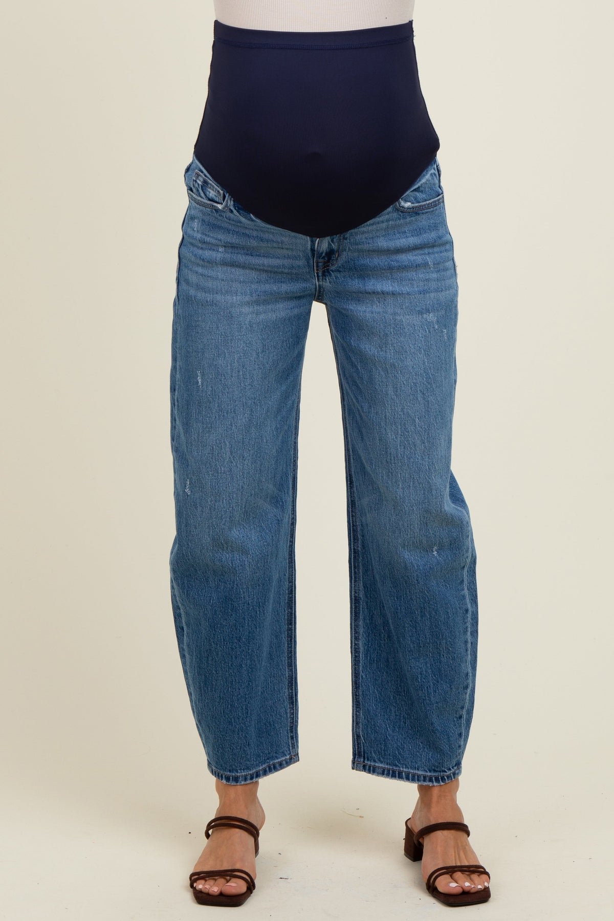 Blue Vintage Wash Ankle Straight Leg Maternity Jeans