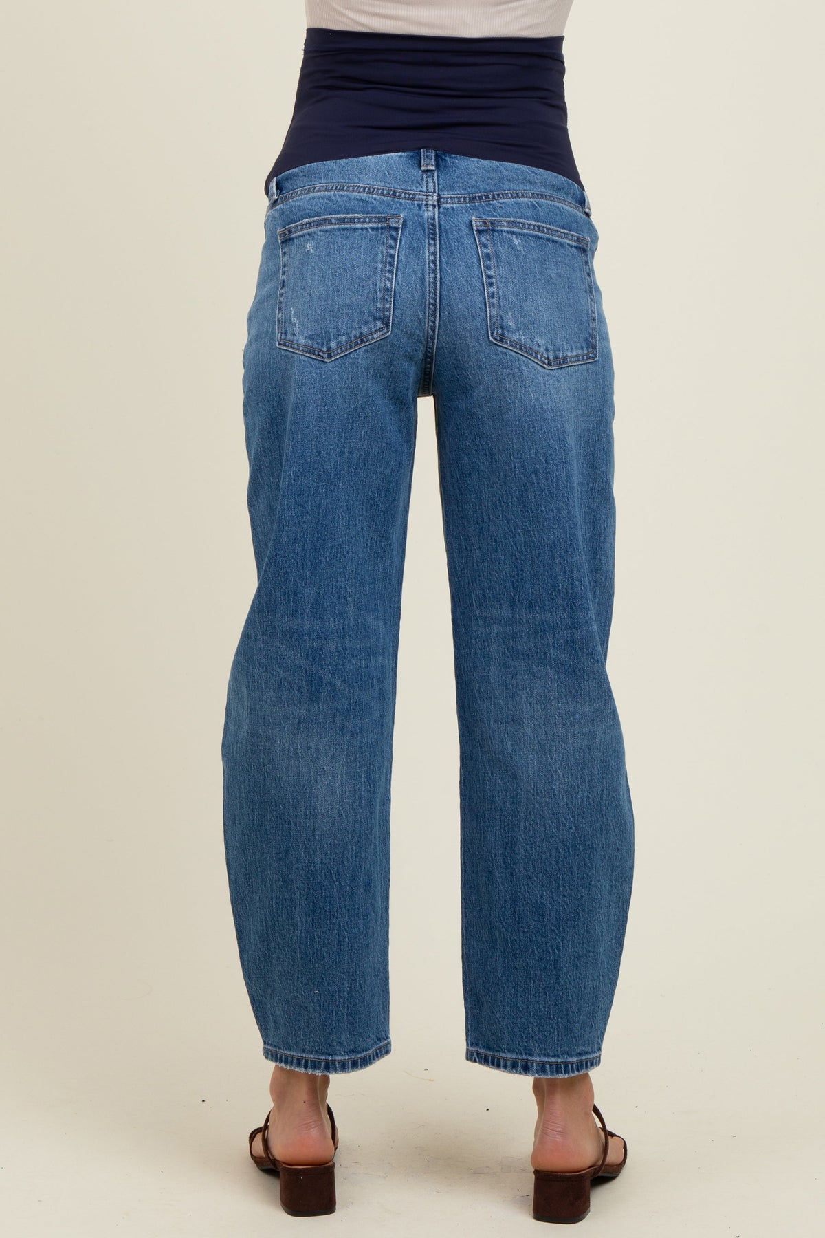 Blue Vintage Wash Ankle Straight Leg Maternity Jeans