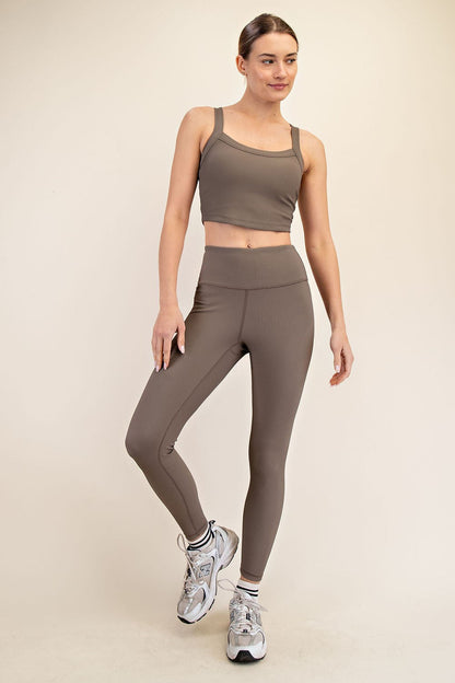 Mocha Ribbed Maternity Leggings