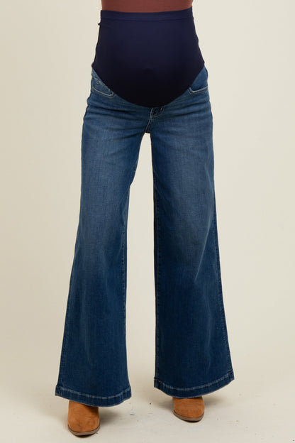 Navy Blue Super Wide Leg Maternity Jeans