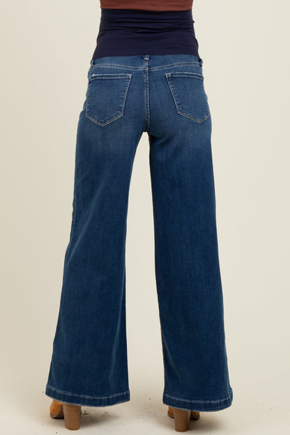 Navy Blue Super Wide Leg Maternity Jeans