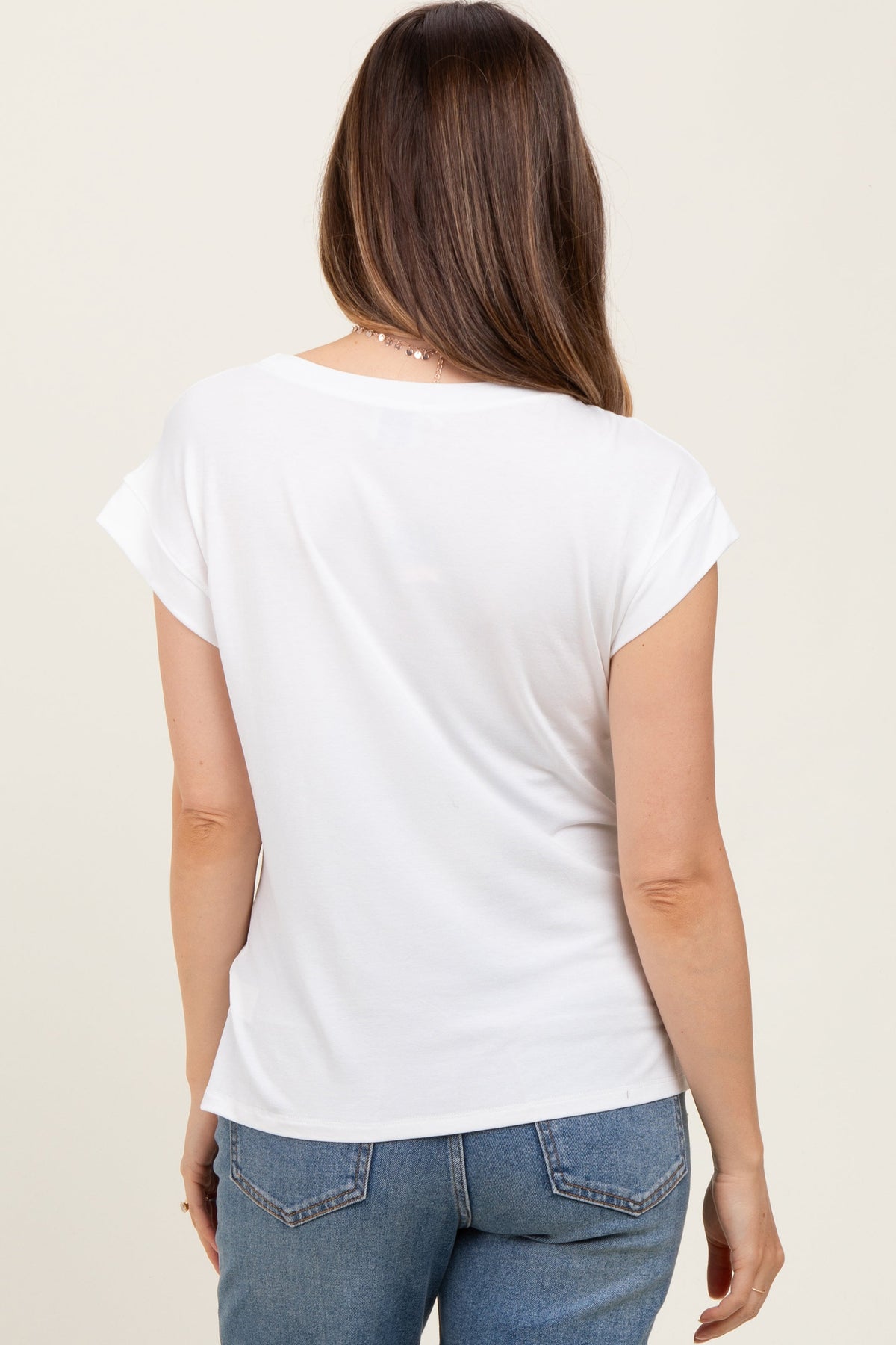 White Crew Neck Maternity Muscle Tee