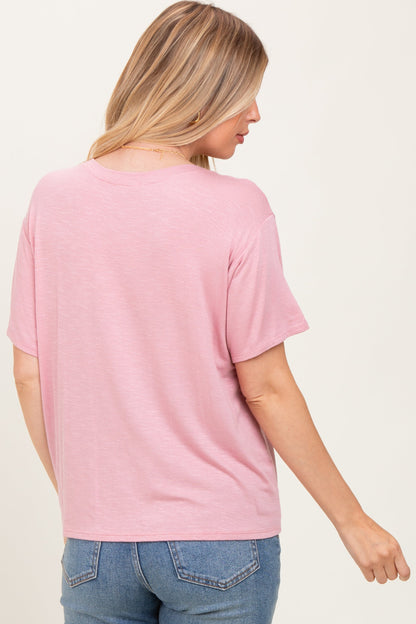 Light Pink Relaxed Fit Short Sleeve Maternity Tee