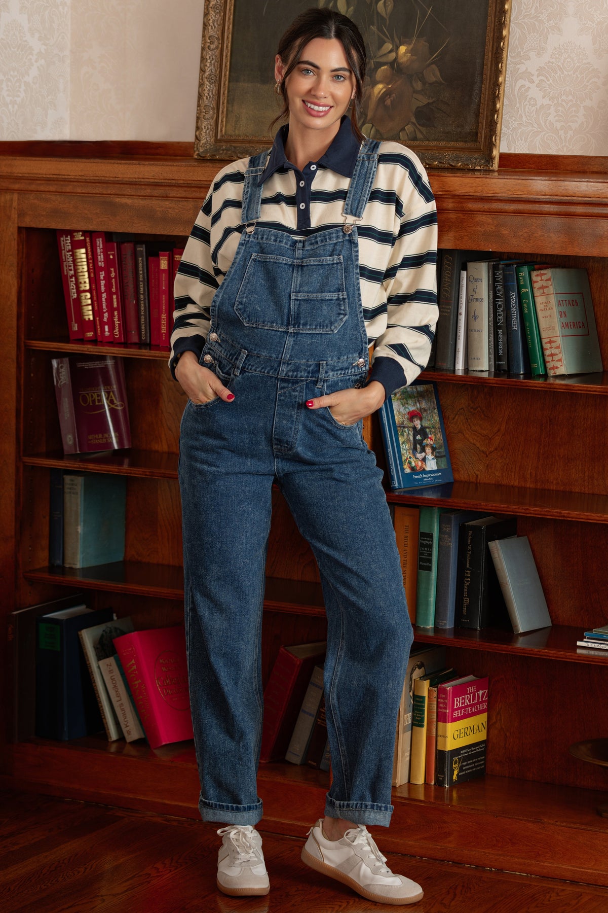 Blue Wash Rolled Cuff Maternity Denim Overalls