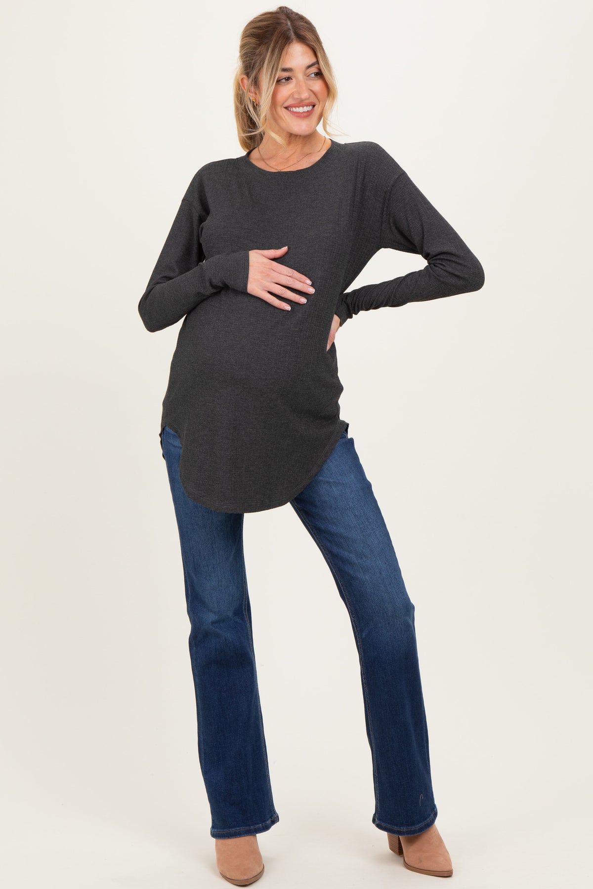 Navy Dark Wash Bootcut Maternity Jeans