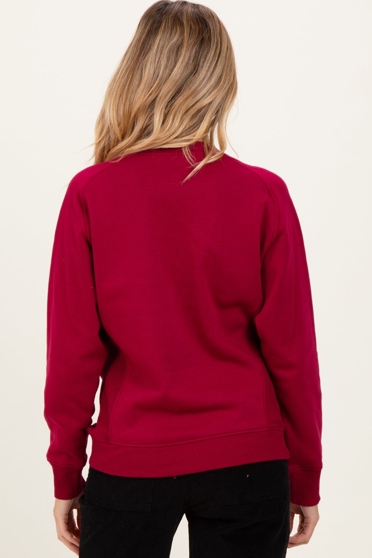 Burgundy Fleece Maternity Sweatshirt