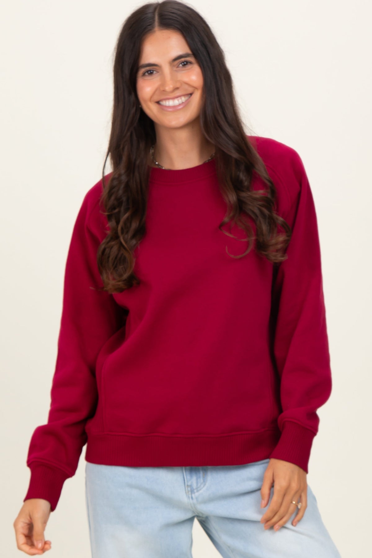 Burgundy Fleece Maternity Sweatshirt