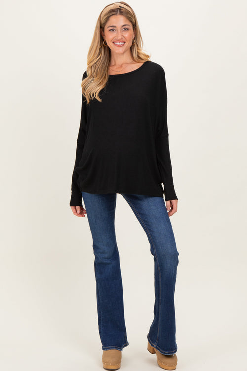 Navy Blue Dark Wash Maternity Flared Jeans