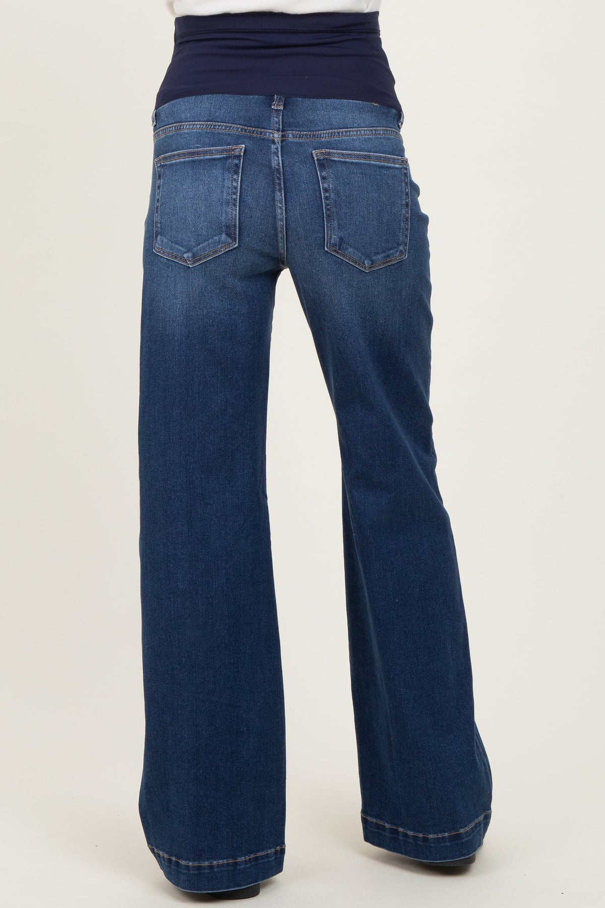 Navy Dark Wash Wide Leg Maternity Jeans