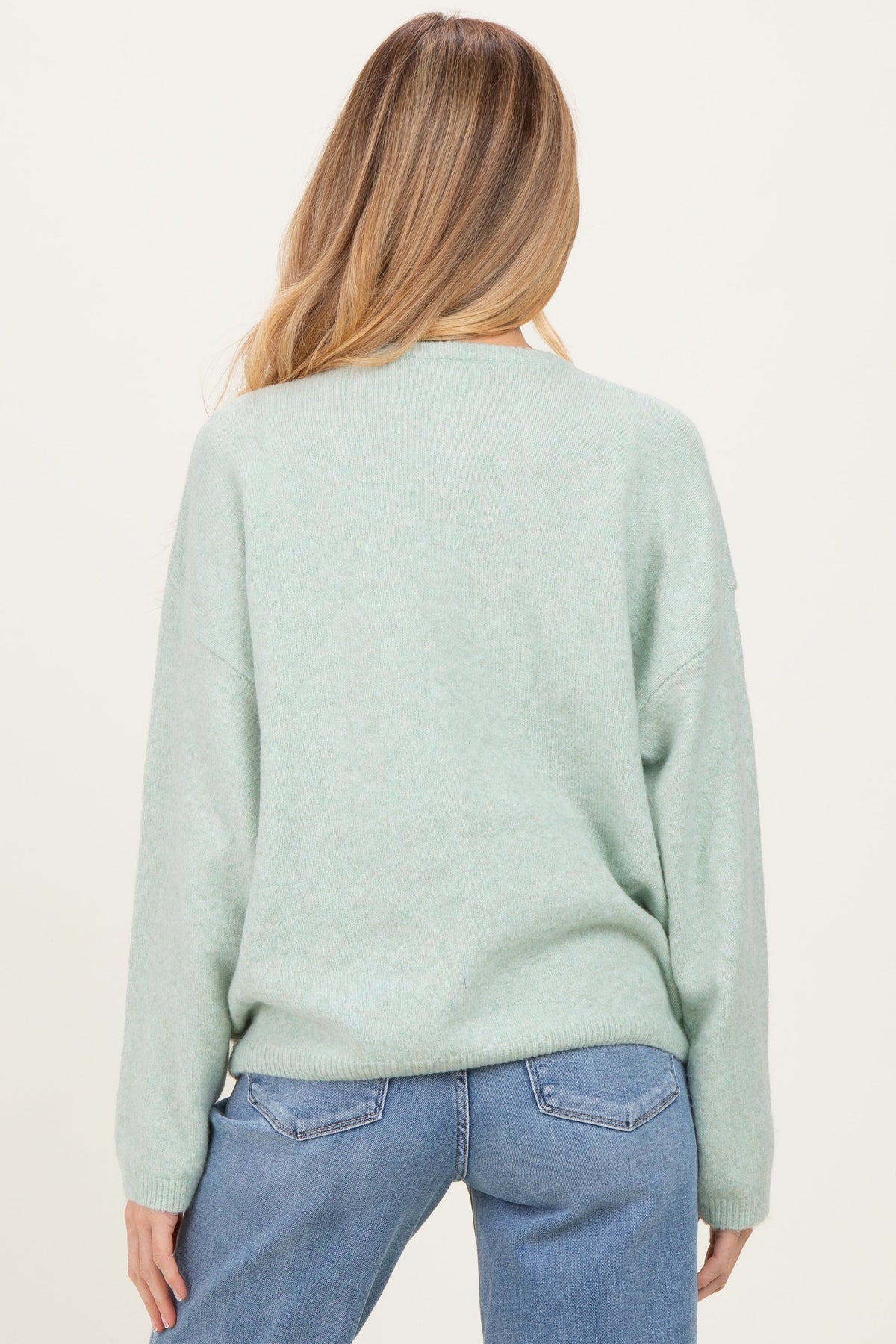 Mint Classic Crew Neck Maternity Button Cardigan