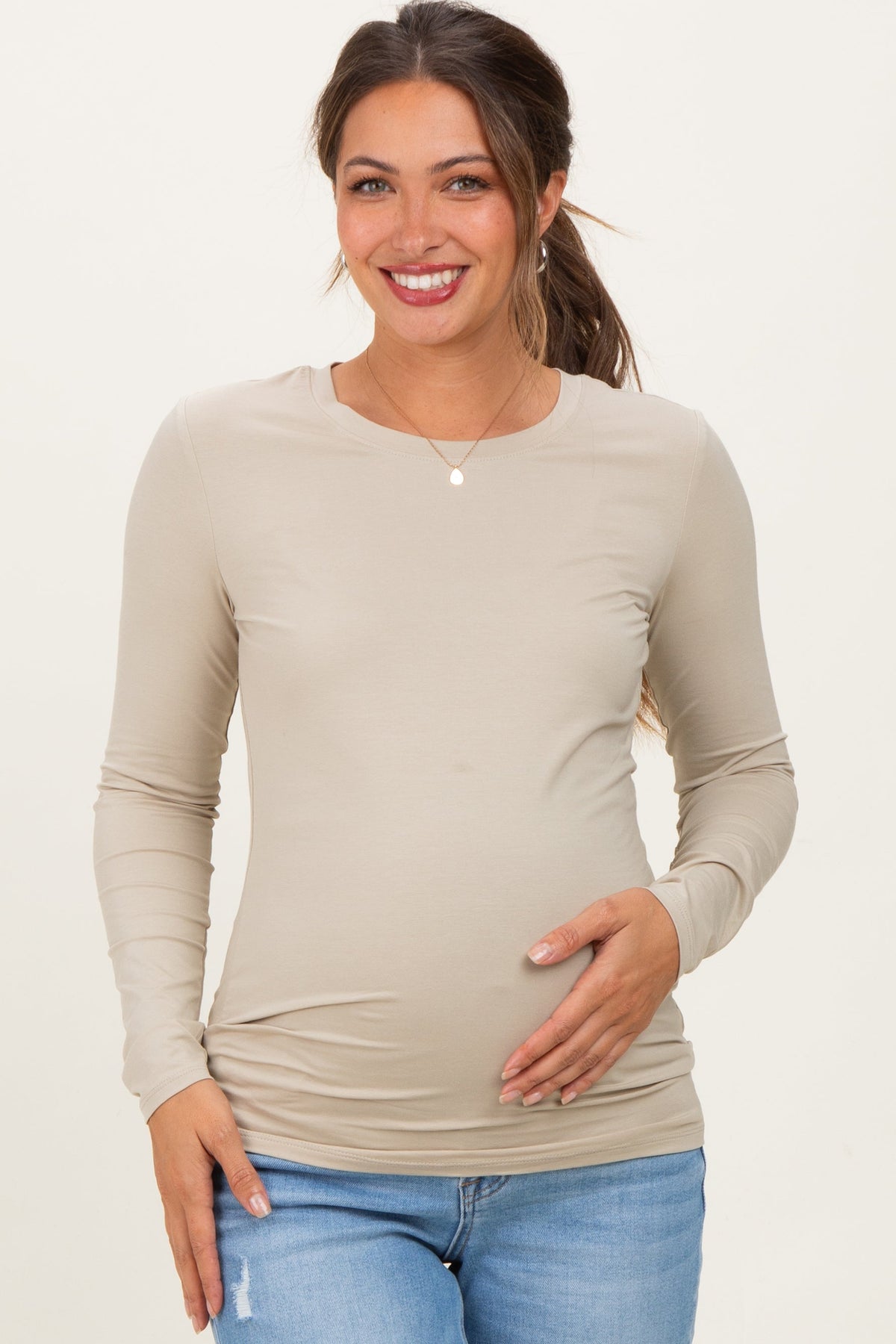 Sage Basic Long Sleeve Maternity Top