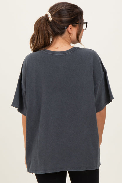 Charcoal Oversized Mineral Wash Maternity T-Shirt