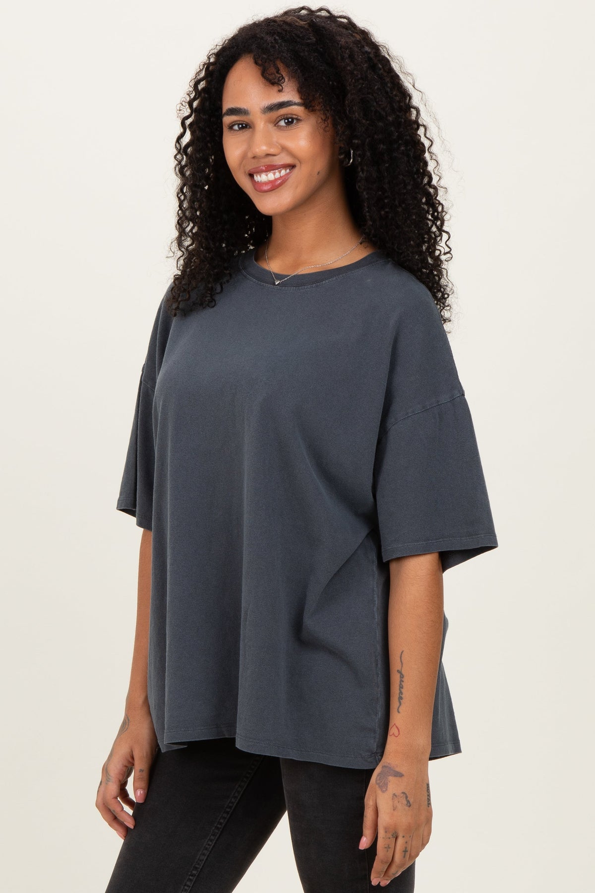 Charcoal Oversized Mineral Wash Maternity T-Shirt
