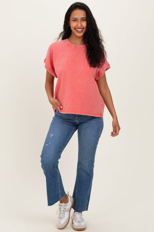 Fuchsia Mineral Wash Boxy Fit Maternity T-Shirt