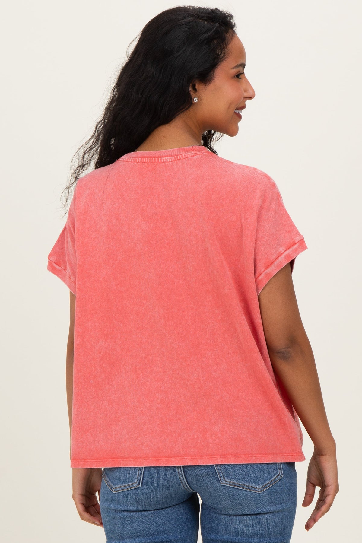 Fuchsia Mineral Wash Boxy Fit Maternity T-Shirt