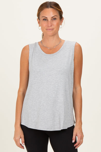 Heather Gray Double Layer Maternity Nursing Tank Top