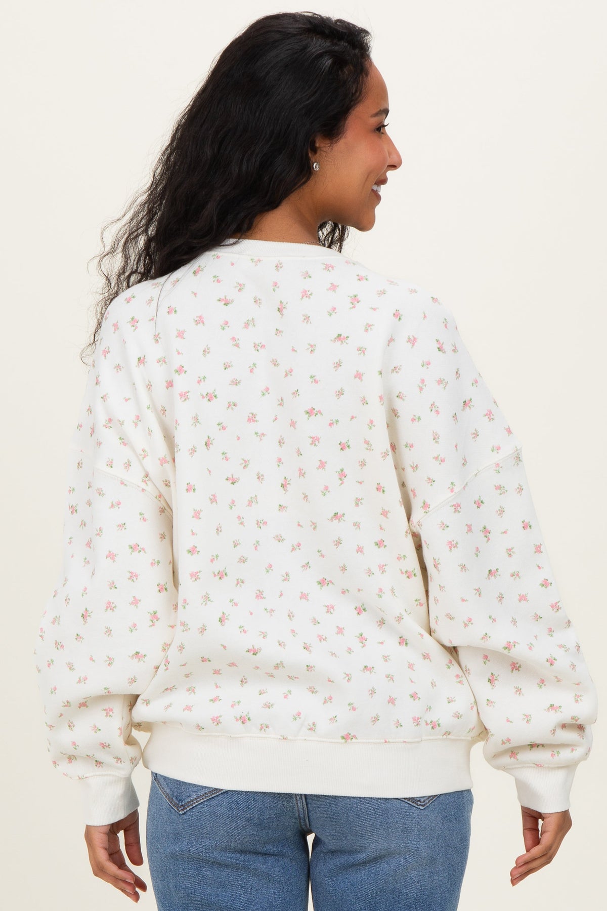Pink Ditsy Floral Maternity Sweatshirt