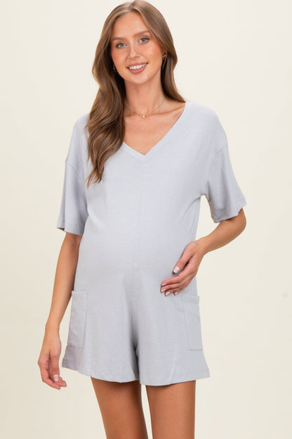 Heather Grey Scoop Neck Maternity Romper
