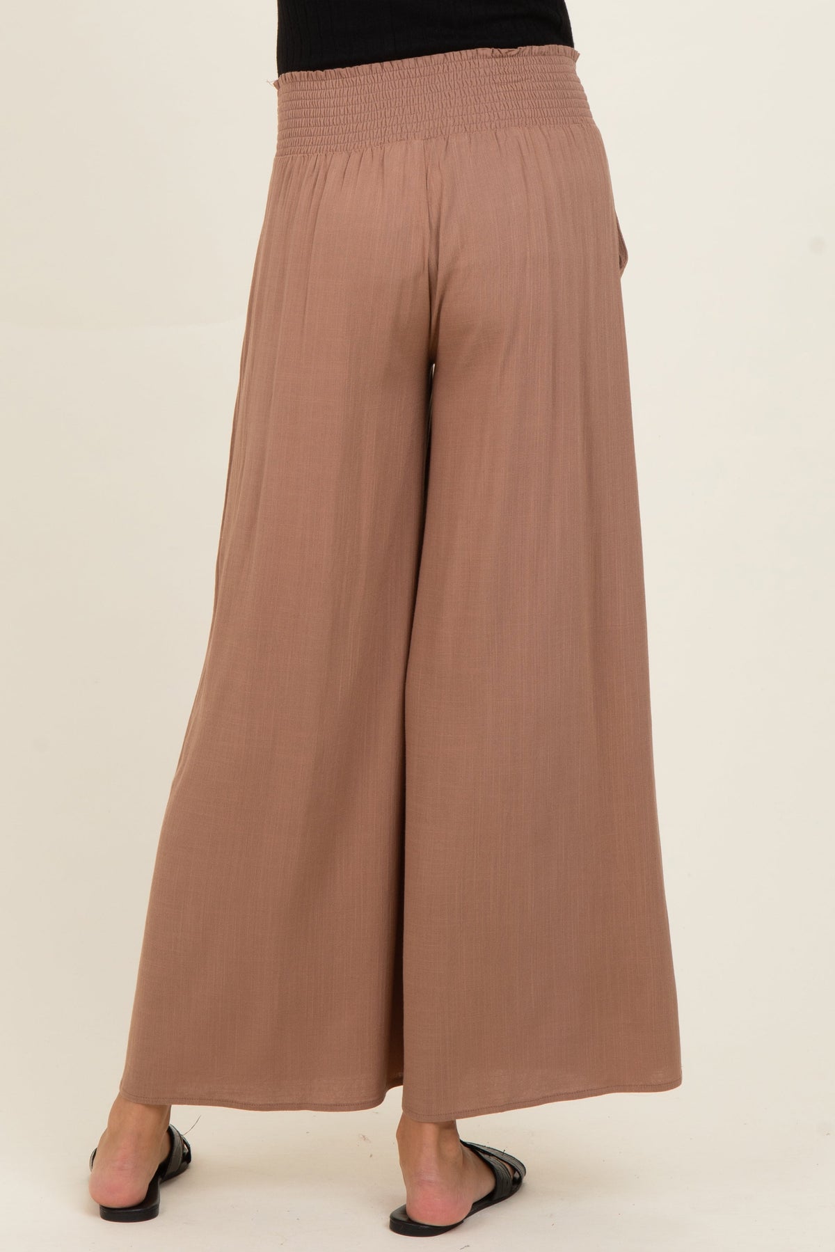 Cocoa Smocked Waistband Wide Leg Maternity Lounge Pants