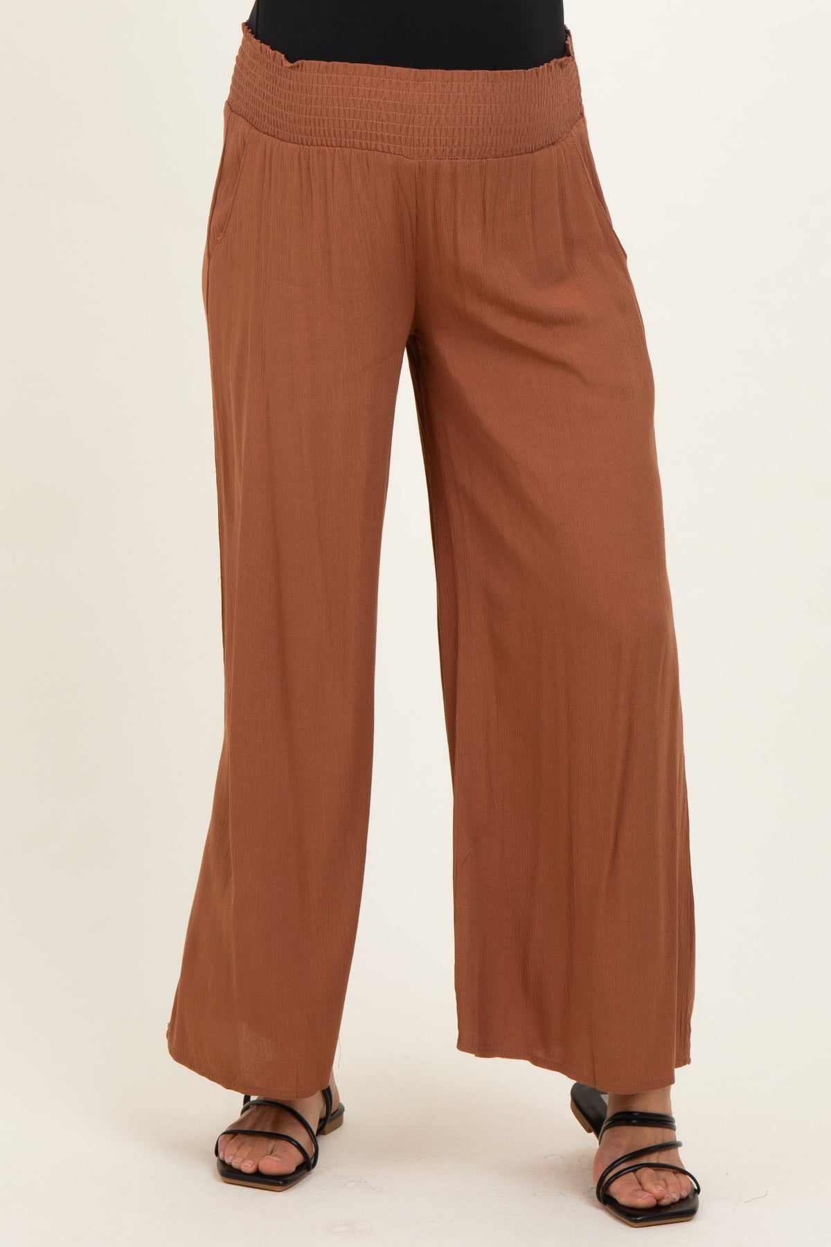 Nutshell Smocked Waistband Wide Leg Maternity Pants