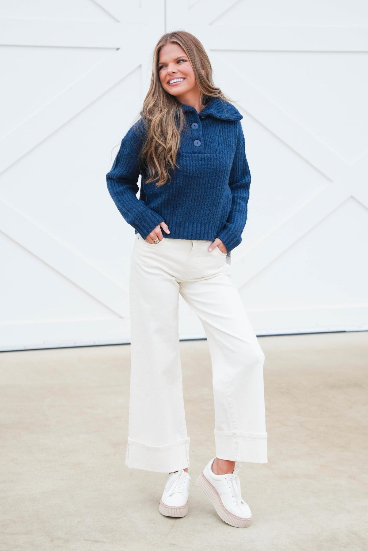 Molly Bracken Button Trucker Sweater