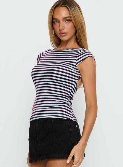 Drives Me Crazy Backless Top Blue Stripe