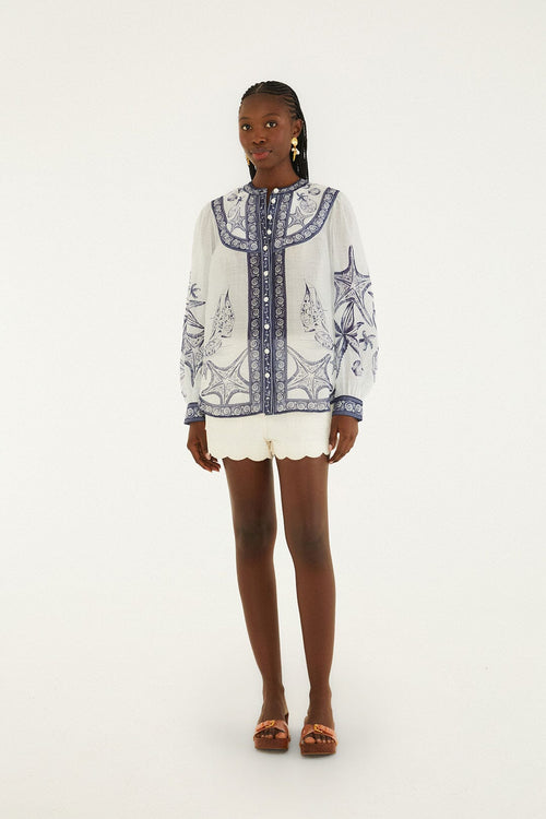 Off-White Coast Scarf Long Sleeve Blouse