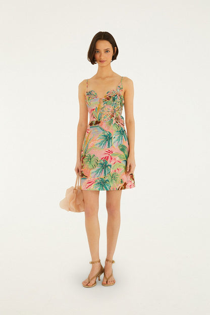 Soft Pink Pool Time 3d Flowers Mini Dress